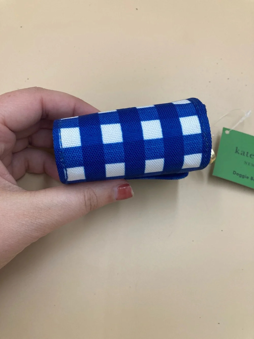 kate spade Blue and White Gingham Doggie Bag Holder